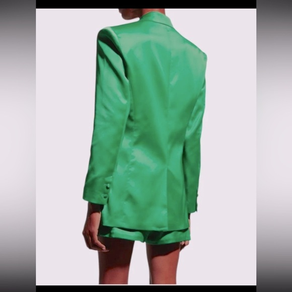 Ronny Kobo Alex Blazer Jacket NWT Size Medium Green Satin Oversized $429 - Picture 3 of 9